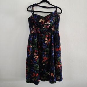 Anthropologie HD in Paris Paca Midi Dress in Black Floral Velvet Size 14